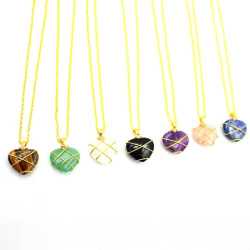 Iron Necklaces with Gemstone & Brass handmade & Unisex Length Approx 45 cm Sold By PC