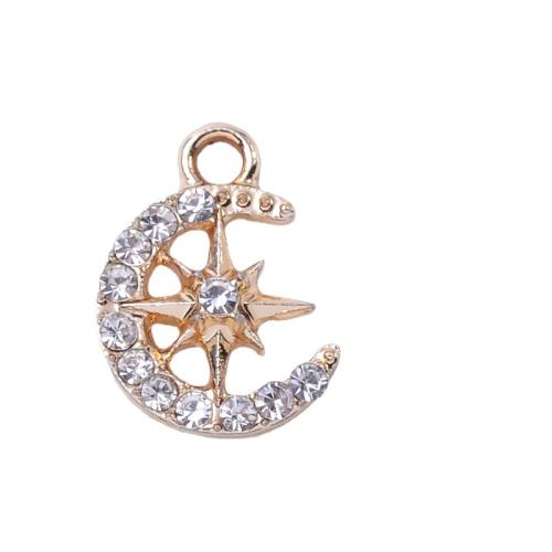 Zinc Alloy Rhinestone Pendants with Plastic Pearl plated DIY & with rhinestone gold Sold By Bag