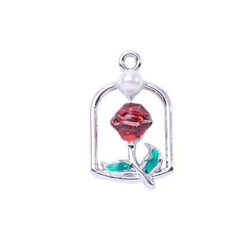 Zinc Alloy Enamel Pendants with Plastic Pearl plated DIY Sold By Bag