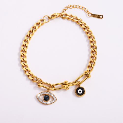 Mal pulsera ojo, acero inoxidable 304, con Acrílico, chapado, micro arcilla de zirconia cúbica & para mujer, más colores para la opción, Vendido por UD