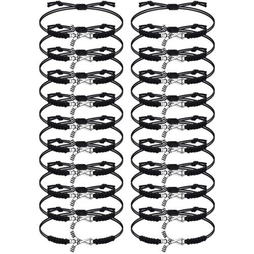 Bracelet en alliage de zinc, avec corde de cire, fait à la main, 20 pièces & unisexe, plus de couleurs à choisir, Longueur:Environ 16 cm, Vendu par fixé