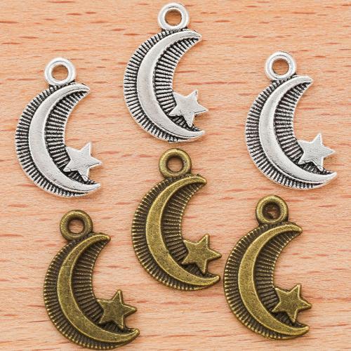 Tibetan Style Moon Pendants, plated, DIY, more colors for choice, 17x10mm, Sold By PC