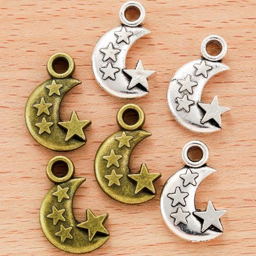 Tibetan Style Moon Pendants, plated, DIY, more colors for choice, 22x14mm, Sold By PC