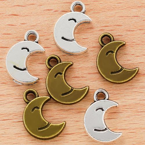 Tibetan Style Moon Pendants, plated, DIY, more colors for choice, 14x9mm, Sold By PC