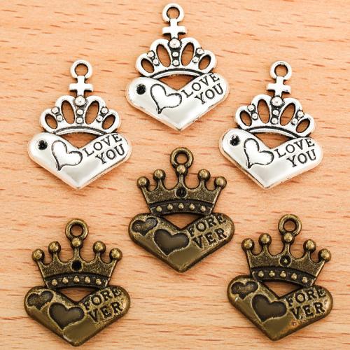 Tibetan Style Crown Pendants, plated, DIY, more colors for choice, 23x18mm, Sold By PC