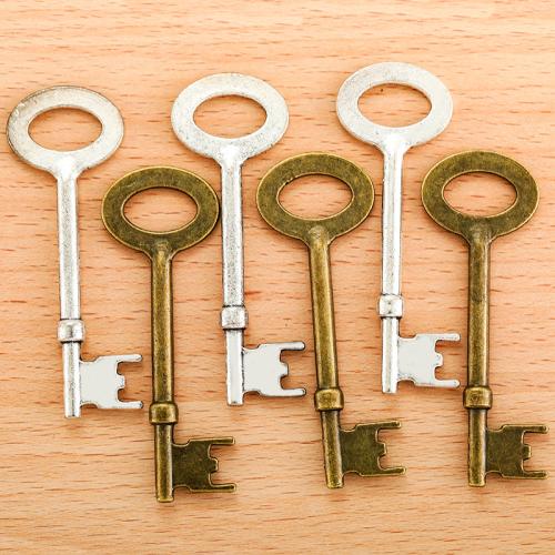 Cink ötvözet Key Medálok, Kulcs, galvanizált, DIY, több színt a választás, 60x21mm, Által értékesített PC