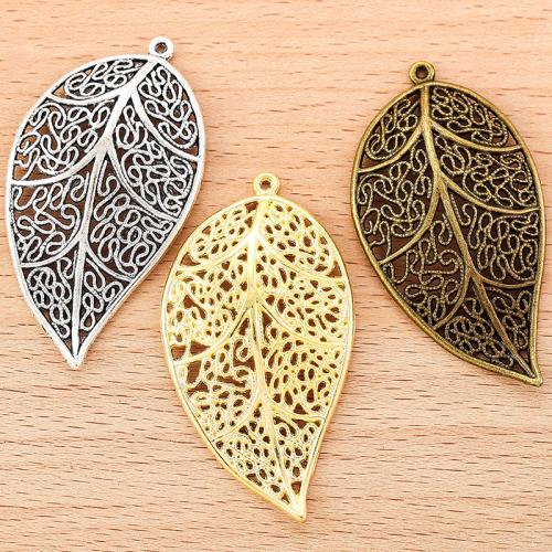 Tibetan Style Leaf Pendants, plated, DIY, more colors for choice, 57x31mm, Sold By PC