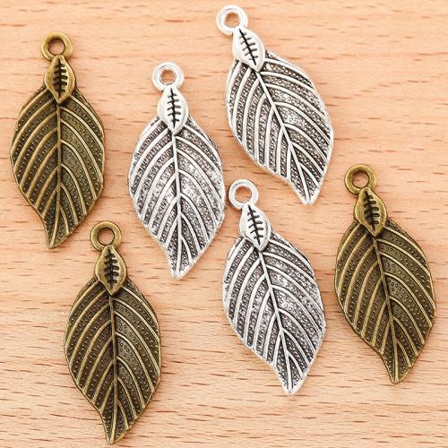 Tibetan Style Leaf Pendants, plated, DIY, more colors for choice, 35x15mm, Sold By PC