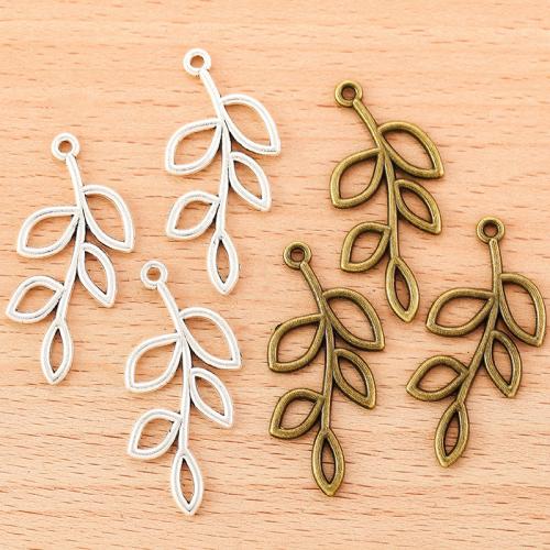 Tibetan Style Leaf Pendants, plated, DIY, more colors for choice, 41x19mm, Sold By PC