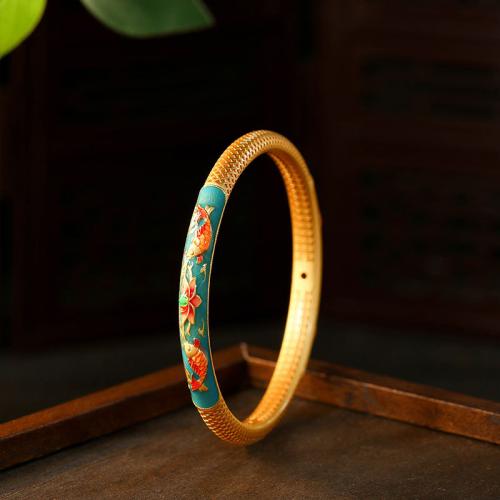 Brass Bangle, Fish, gold color plated, folk style & for woman & enamel, Inner Diameter:Approx 57mm, Sold By PC