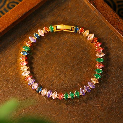 Tibetan Style Bracelet, gold color plated, micro pave cubic zirconia & for woman, Length:Approx 6-8 Inch, Sold By PC