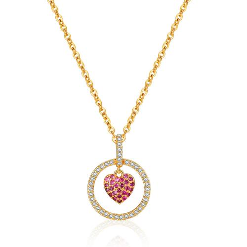 Cubic Zircon Micro Pave Brass Necklace, with 6cm extender chain, fashion jewelry & micro pave cubic zirconia & for woman, Length:Approx 38.5 cm, Sold By PC