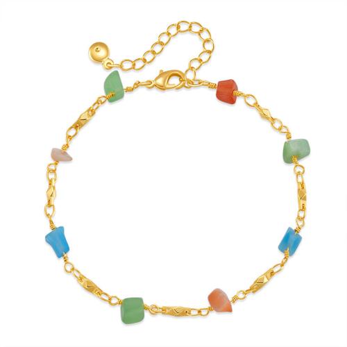 Bracelets en laiton, avec Pierre naturelle, bijoux de mode & pour femme, Longueur:Environ 18.5 cm, Vendu par PC