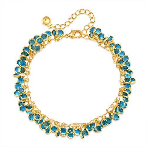 Brass Bracelet & Bangle with 6cm extender chain fashion jewelry & for woman & with rhinestone Length Approx 18 cm Sold By PC