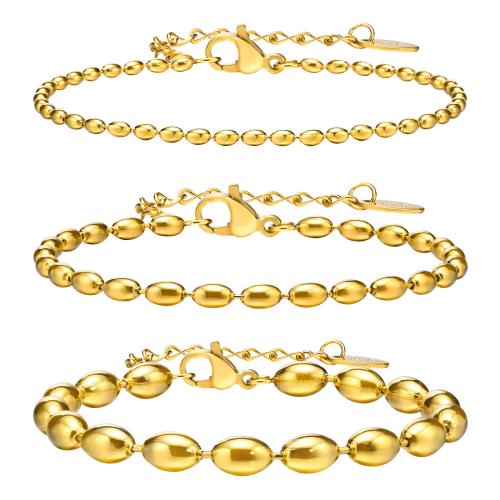 Stainless Steel Jewelry Bracelet, 304 Stainless Steel, 18K gold plated, fashion jewelry & different size for choice & for woman, golden, Length:Approx 16-21 cm, Sold By PC