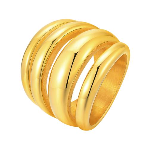 Anillo de dedo de acero inoxidable, acero inoxidable 304, Joyería & diverso tamaño para la opción & para mujer, dorado, Vendido por UD