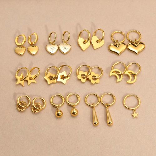 Huggie Hoop Drop Earring, 304 Stainless Steel, fashion jewelry & different styles for choice & for woman, golden, Sold By Pair