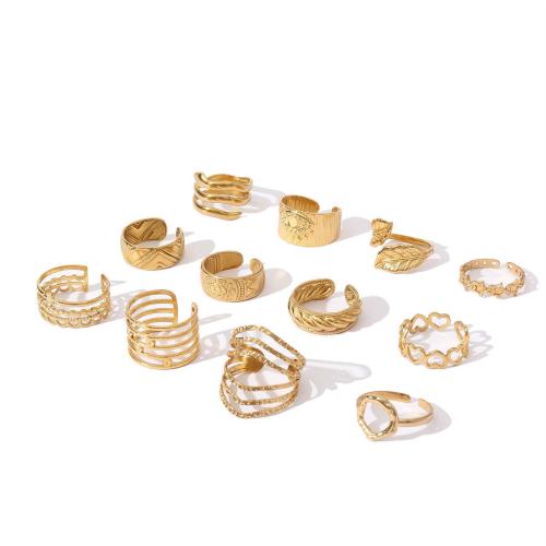 Edelstahl Ringe, 304 Edelstahl, Modeschmuck & verschiedene Stile für Wahl & für Frau, goldfarben, diameter 17mm, verkauft von PC