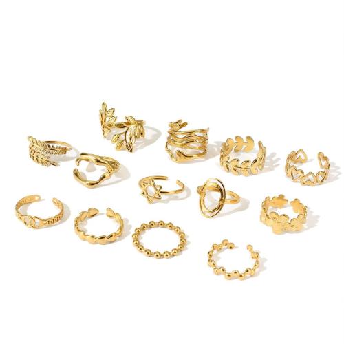 Edelstahl Ringe, 304 Edelstahl, Modeschmuck & verschiedene Stile für Wahl & für Frau, goldfarben, diameter 17mm, verkauft von PC