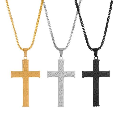 Stainless Steel Jewelry Necklace, 304 Stainless Steel, Cross, fashion jewelry & Unisex, more colors for choice, Sold Per Approx 60 cm Strand