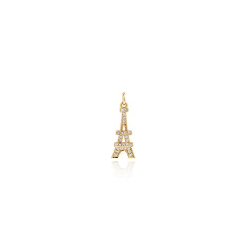 Brass Jewelry Pendants Tower gold color plated DIY nickel lead & cadmium free Sold By PC