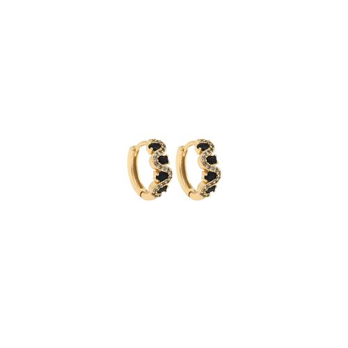 Boucles d'oreilles en laiton zircon cubique pavent, Placage de couleur d'or, bijoux de mode & pavé de micro zircon & pour femme, protéger l'environnement, sans nickel, plomb et cadmium, 14x14x5mm, Vendu par paire