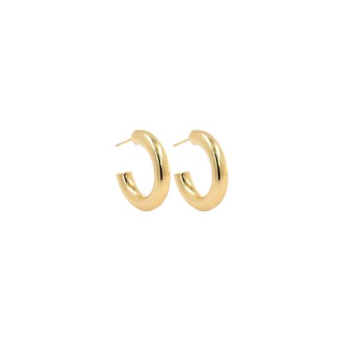 Goujon Laiton, Lettre C, Placage de couleur d'or, bijoux de mode & pour femme, protéger l'environnement, sans nickel, plomb et cadmium, 30x30x6.20mm, Vendu par paire