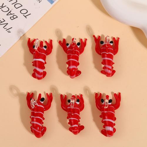 Fashion Lampwork Pendants, Lobster, DIY, more colors for choice, 35x23mm, Sold By PC