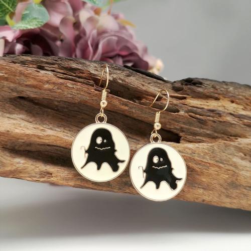 Neue heiße Halloween Schmuck und Dekor, Zinklegierung, rund, goldfarben plattiert, Design für Halloween & für Frau & Emaille, gemischte Farben, verkauft von Paar