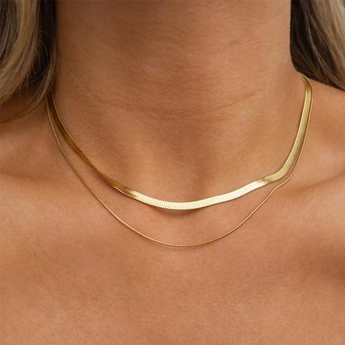 Stainless Steel Jewelry Necklace, 304 Stainless Steel, with Plastic Pearl, gold color plated, different styles for choice & for woman, more colors for choice, Length:45 cm, Sold By PC