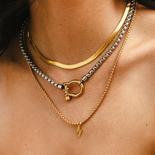 Stainless Steel Jewelry Necklace, 304 Stainless Steel, plated, for woman, more colors for choice, Length:46 cm, Sold By PC