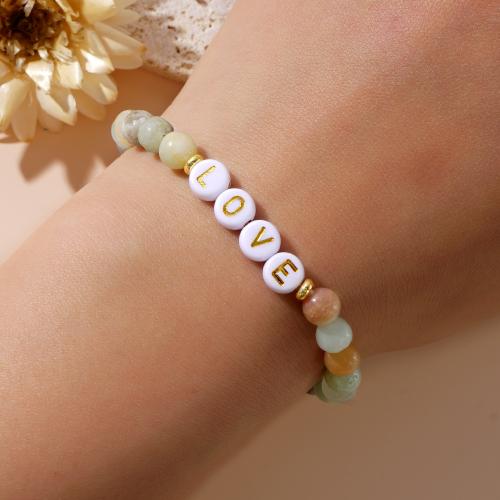 Natural Stone Bracelet with Plastic for woman mixed colors Length 17.5 cm Sold By PC