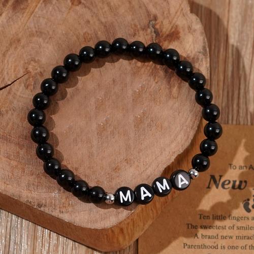 Glass Beads Bracelet with Paper & Plastic for woman black Length 17.5 cm Sold By PC