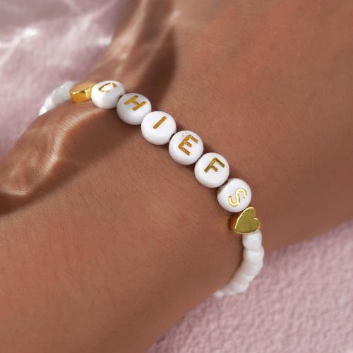 Plastic Bracelet, for woman, white, Length:17.5 cm, Sold By PC