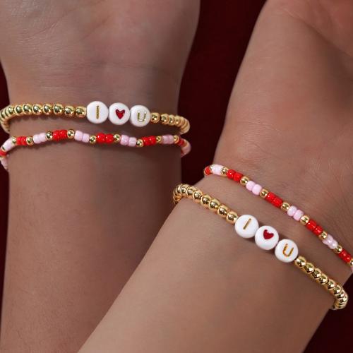 Glass Beads Bracelet, with Seedbead, for woman, mixed colors, Length:17.5 cm, Sold By PC