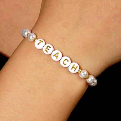 Plastic Pearl Bracelet, with Paper, for woman, Length:17.5 cm, Sold By PC