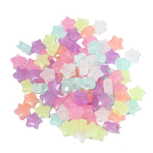 Plastic Beads, Star, DIY & luminated, mixed colors, 7.20x12.80mm, Hole:Approx 3.5mm, 50PCs/Bag, Sold By Bag