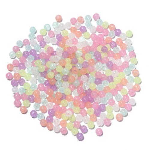 Plastic Beads, Round, DIY & luminated, mixed colors, 6mm, Hole:Approx 1.2mm, 100PCs/Bag, Sold By Bag