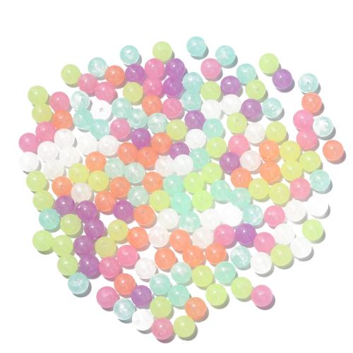 Perles en plastique, Rond, DIY & lumineux, couleurs mélangées, 8mm, Trou:Environ 1.2mm, 100PC/sac, Vendu par sac