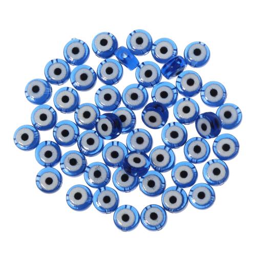 Résine Perles yeux maléfiques, DIY, bleu, 4x7mm, Trou:Environ 1.5mm, 100PC/sac, Vendu par sac