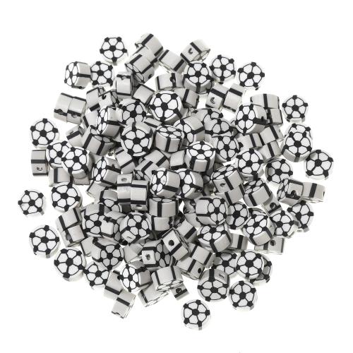 Polimero-Clay-Beads, argilla polimero, DIY, bianco e nero, 9.80x4.50mm, Foro:Appross. 1.5mm, 100PC/borsa, Venduto da borsa