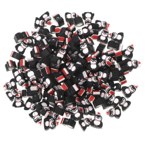 Abalorios de FIMO, Arcilla polimero, Pingüino, Bricolaje, Negro, 10.80x8.50x4.50mm, agujero:aproximado 1.5mm, 100PCs/Bolsa, Vendido por Bolsa