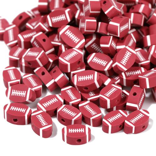 Polymer Ton Perlen , Rugby-Ball, DIY, gemischte Farben, 13.30x8.50x4.50mm, Bohrung:ca. 1.5mm, 100PCs/Tasche, verkauft von Tasche