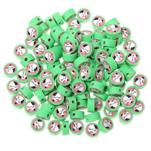 Abalorios de FIMO, Arcilla polimero, Bricolaje, verde, 9.80x4.50mm, agujero:aproximado 1.5mm, 100PCs/Bolsa, Vendido por Bolsa