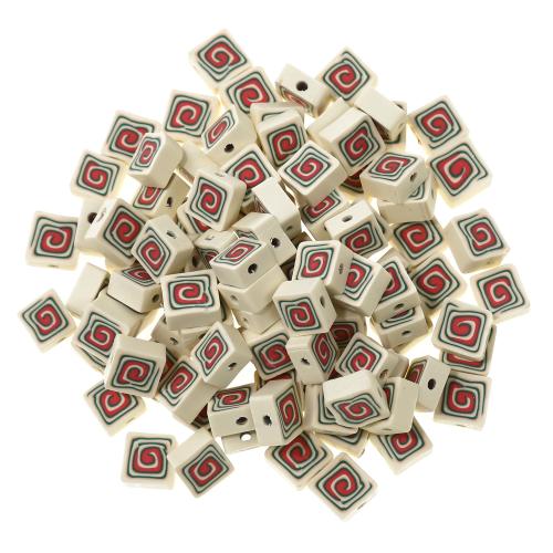 Polymer Clay Beads,  Square, DIY, beige, 9.80x4.50mm, Hole:Approx 1.5mm, 100PCs/Bag, Sold By Bag