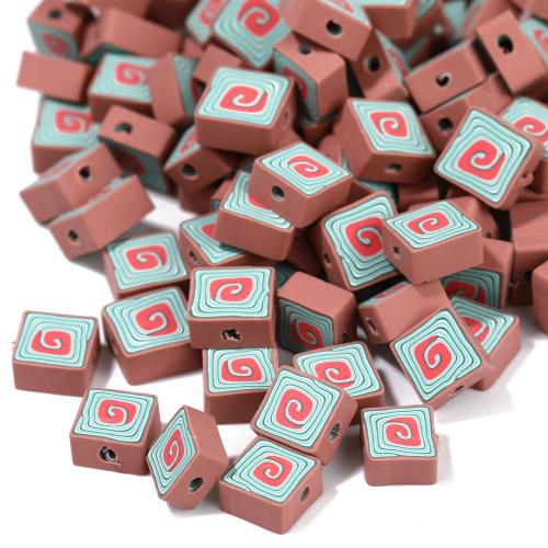 Polymer Clay Beads,  Square, DIY, brown, 9.80x4.50mm, Hole:Approx 1.5mm, 100PCs/Bag, Sold By Bag