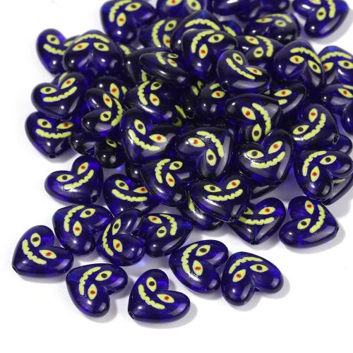 Acryl Schmuck Perlen, Herz, DIY, blau, 5.80x13.40x15mm, Bohrung:ca. 1.5mm, 100PCs/Tasche, verkauft von Tasche