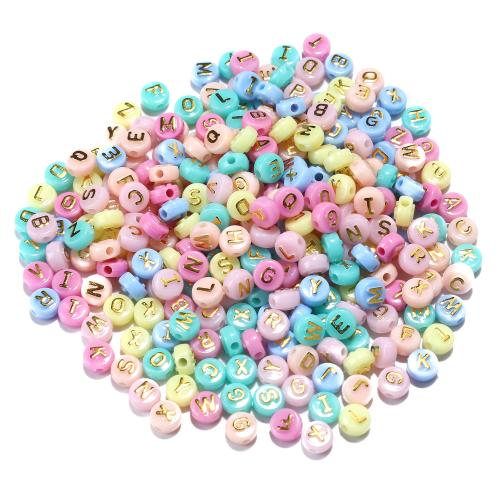 Alphabet Acrylic Beads, DIY, mixed colors, 5x7mm, Hole:Approx 1.5mm, 100PCs/Bag, Sold By Bag