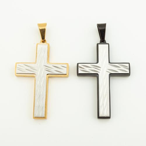 Stainless Steel Cross Pendants, 304 Stainless Steel, Vacuum Ion Plating, DIY, more colors for choice, 43x28mm, Hole:Approx 5mm, Sold By PC