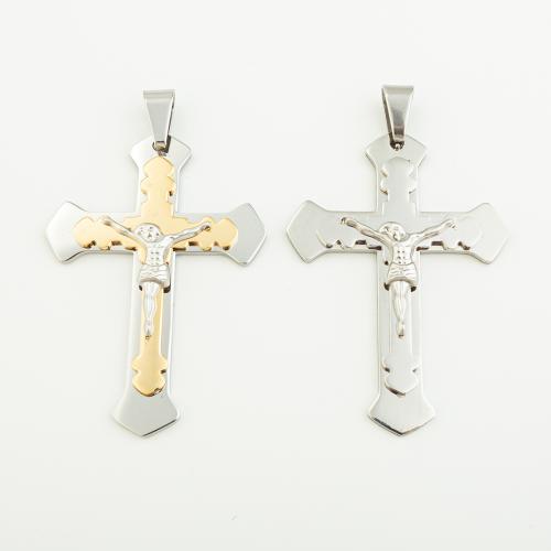 Stainless Steel Cross Pendants, 304 Stainless Steel, Vacuum Ion Plating, DIY, more colors for choice, 66x46mm, Hole:Approx 6mm, Sold By PC